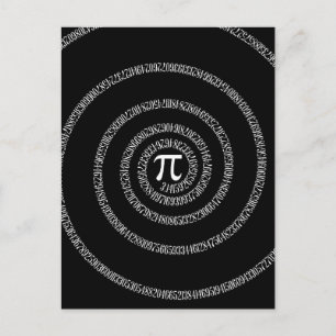 Spirale für Pi-Typografie auf schwarz Postkarte