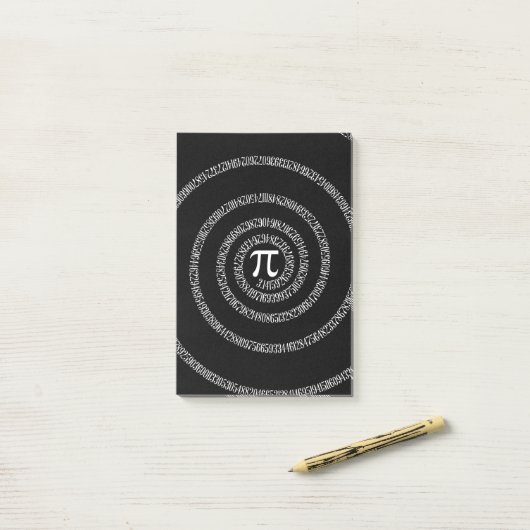 Spirale für Pi-Zahlen auf schwarz Post-it Klebezettel (Auf Schreibtisch)