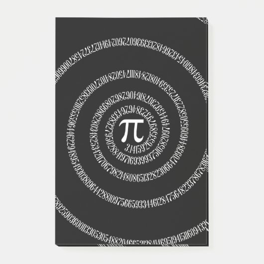 Spirale für Pi-Zahlen auf schwarz Post-it Klebezettel (Vorderseite)
