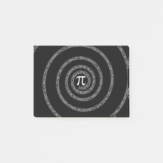 Spirale für Pi-Zahlen auf schwarz Post-it Klebezettel (Vorderseite)