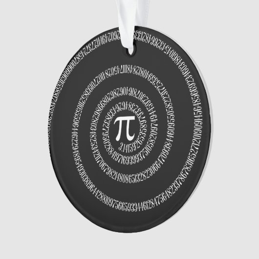 Spirale für Pi-Ziffern auf schwarz Ornament (Vorderseite)