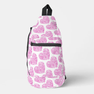Spirale Handschrift rosa Herz für Valentinstag Crossbody Bag