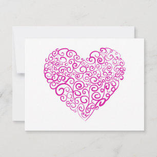 Spirale Handschrift rosa Herz für Valentinstag Feiertagskarte