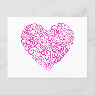 Spirale Handschrift rosa Herz für Valentinstag Feiertagspostkarte