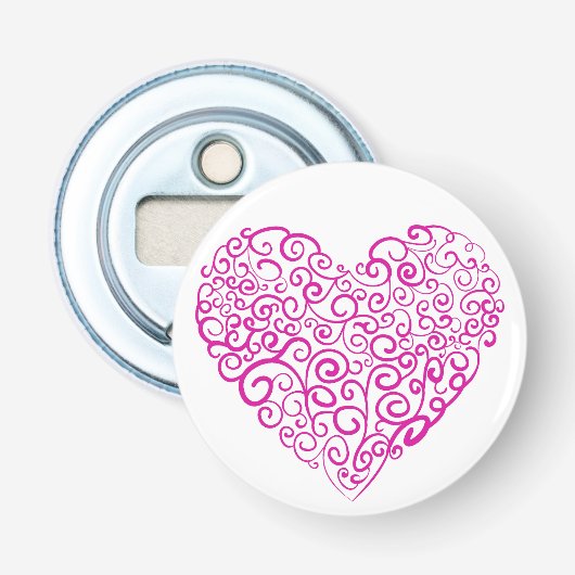 Spirale Handschrift rosa Herz für Valentinstag Flaschenöffner (Vorderseite)