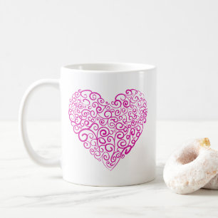 Spirale Handschrift rosa Herz für Valentinstag Kaffeetasse