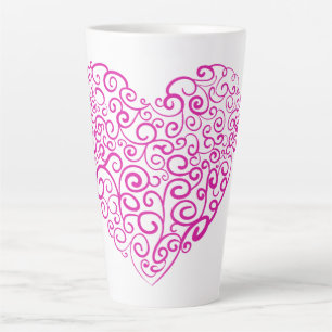 Spirale Handschrift rosa Herz für Valentinstag Milchtasse