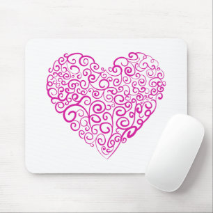 Spirale Handschrift rosa Herz für Valentinstag Mousepad