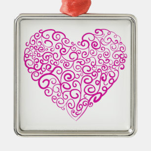 Spirale Handschrift rosa Herz für Valentinstag Ornament Aus Metall