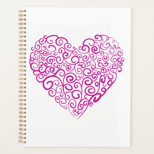 Spirale Handschrift rosa Herz für Valentinstag Planer (Vorderseite)