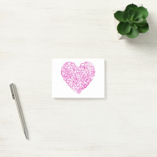 Spirale Handschrift rosa Herz für Valentinstag Post-it Klebezettel