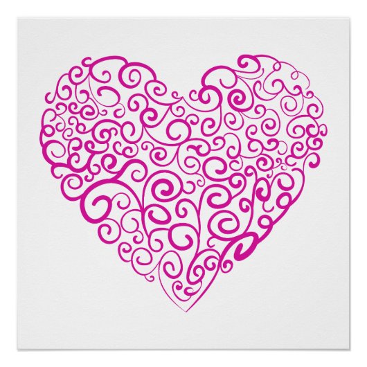 Spirale Handschrift rosa Herz für Valentinstag Poster (Vorderseite)