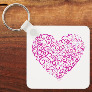 Spirale Handschrift rosa Herz für Valentinstag Schlüsselanhänger