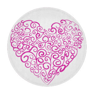 Spirale Handschrift rosa Herz für Valentinstag Schneidebrett