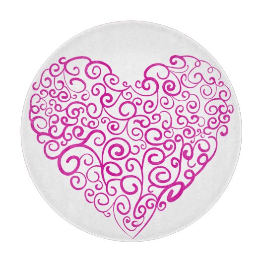 Spirale Handschrift rosa Herz für Valentinstag Schneidebrett (Vorderseite)