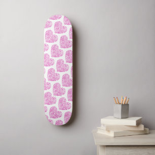Spirale Handschrift rosa Herz für Valentinstag Skateboard