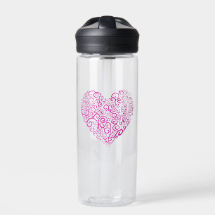 Spirale Handschrift rosa Herz für Valentinstag Trinkflasche