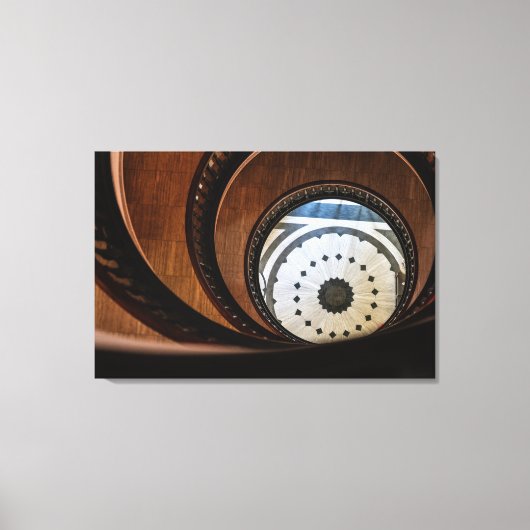 Spirale Holztreppe Abstraktes Poster Leinwanddruck (Vorderseite)