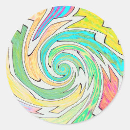 Spirale in einem farbenfrohen Labyrinth gefangen Runder Aufkleber