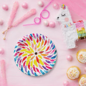 Spirale Regenbogenfarbe abstrakt Pappteller (Party)