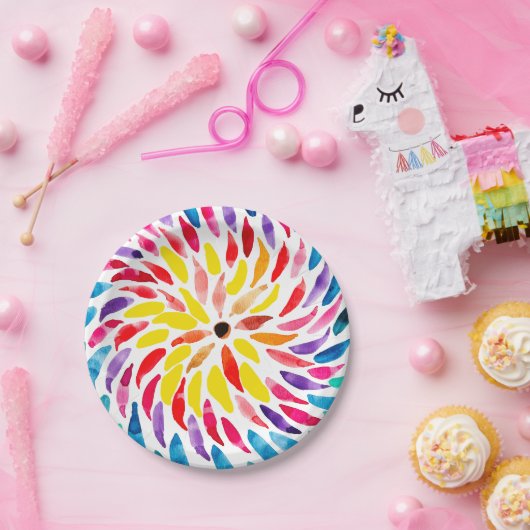 Spirale Regenbogenfarbe abstrakt Pappteller (Party)