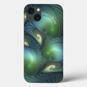 Spiralen Aquamarin Beige Grün Abstraktes Fraktal K Case-Mate iPhone Hülle