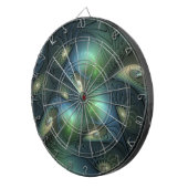 Spiralen Aquamarin Beige Grün Abstraktes Fraktal K Dartscheibe (Vorderseite rechts)