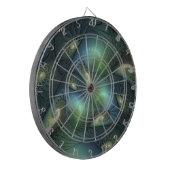 Spiralen Aquamarin Beige Grün Abstraktes Fraktal K Dartscheibe (Vorderseite Links)