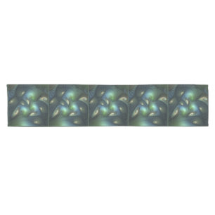 Spiralen Aquamarin Beige Grün Abstraktes Fraktal K Kurzer Tischläufer