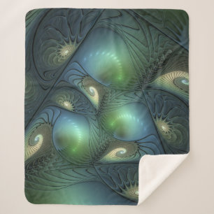 Spiralen Aquamarin Beige Grün Abstraktes Fraktal K Sherpadecke