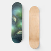 Spiralen Aquamarin Beige Grün Abstraktes Fraktal K Skateboard (Vorderseite)