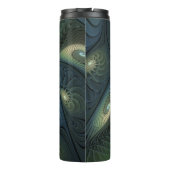 Spiralen Aquamarin Beige Grün Abstraktes Fraktal K Thermosbecher (Rückseite)