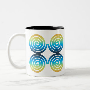 SPIRALEN BLAU GRÜN MUSTER ZWEIFARBIGE TASSE