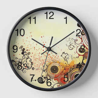 Spiralen in Tinten und Aquarellfarben Uhr