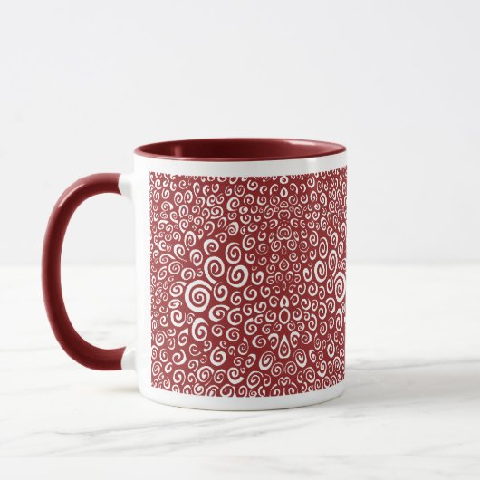 Spiralen - Maroon auf Weiß Tasse (Links)
