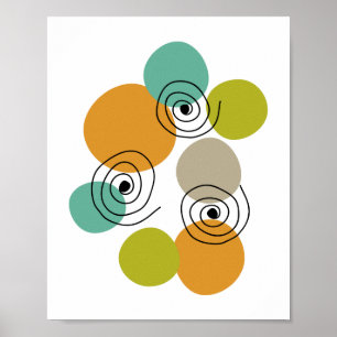 Spiralen Mid Century Modern Farbige Geometrie Poster