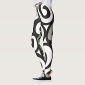 Spiralen-Muster-Schwarzes u. Weiß + Ihr backgr. Leggings (Links)