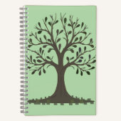 🌳 Spiralen Notizbuch Lebensbaum Blassgrün (Vorderseite)