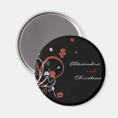 Spiralen und Blume Hochzeitsszenarien speichern da Magnet (Vorderseite/Rückseite)