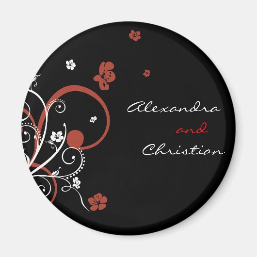 Spiralen und Blume Hochzeitsszenarien speichern da Magnet (Vorne)