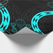 Spiralen und Diamanten in Türkis Geschenkpapier (Ecke)