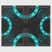 Spiralen und Diamanten in Türkis Geschenkpapier (Flach)