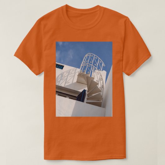 Spiralen und Linien mit blauer und weißer Architek T-Shirt (Design vorne)