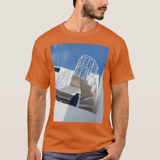 Spiralen und Linien mit blauer und weißer Architek T-Shirt