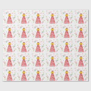 Spiraler Weihnachtsbaum und Glocken Design Geschenkpapier