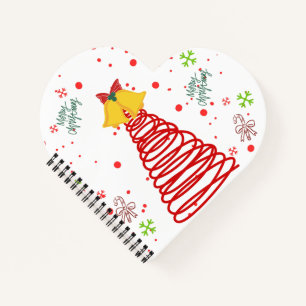 Spiraler Weihnachtsbaum und Glocken Design Notizblock
