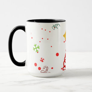 Spiraler Weihnachtsbaum und Glocken Design Tasse