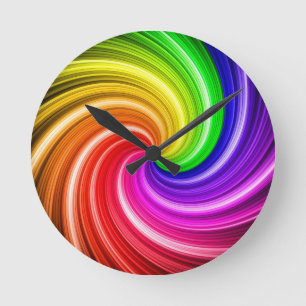Spiralfarbene Gefärbte Krawatte Rainbow Swirl Kun Runde Wanduhr