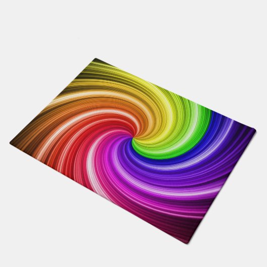 Spiralfarbene Gefärbte Krawatte Rainbow Swirl Kuns Fußmatte (Schrägansicht)