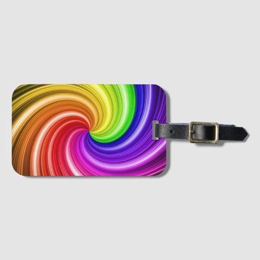 Spiralfarbene Gefärbte Krawatte Rainbow Swirl Kuns Gepäckanhänger (Vorderseite (Horizontal))